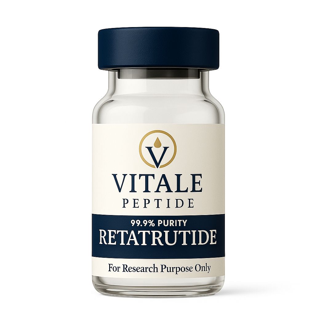 Retatrutide research peptide vial labeled for laboratory use