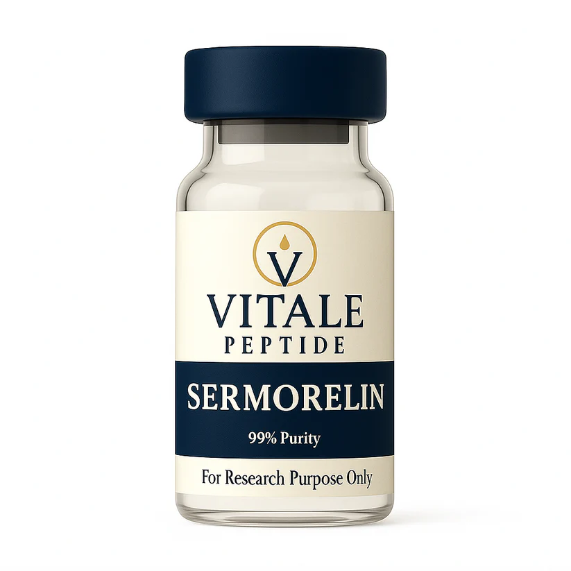 Sermorelin research peptide vial labeled for laboratory use only